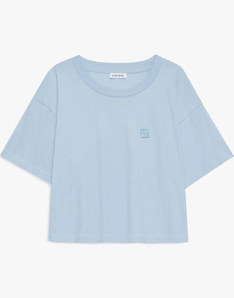 Johnny Cropped Tee Framed Monogramin Pale Blue ANINE BING