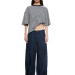 Bloom Short Sleeve Stripe in Navy and White Lioness