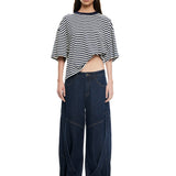 Bloom Short Sleeve Stripe in Navy and White Lioness