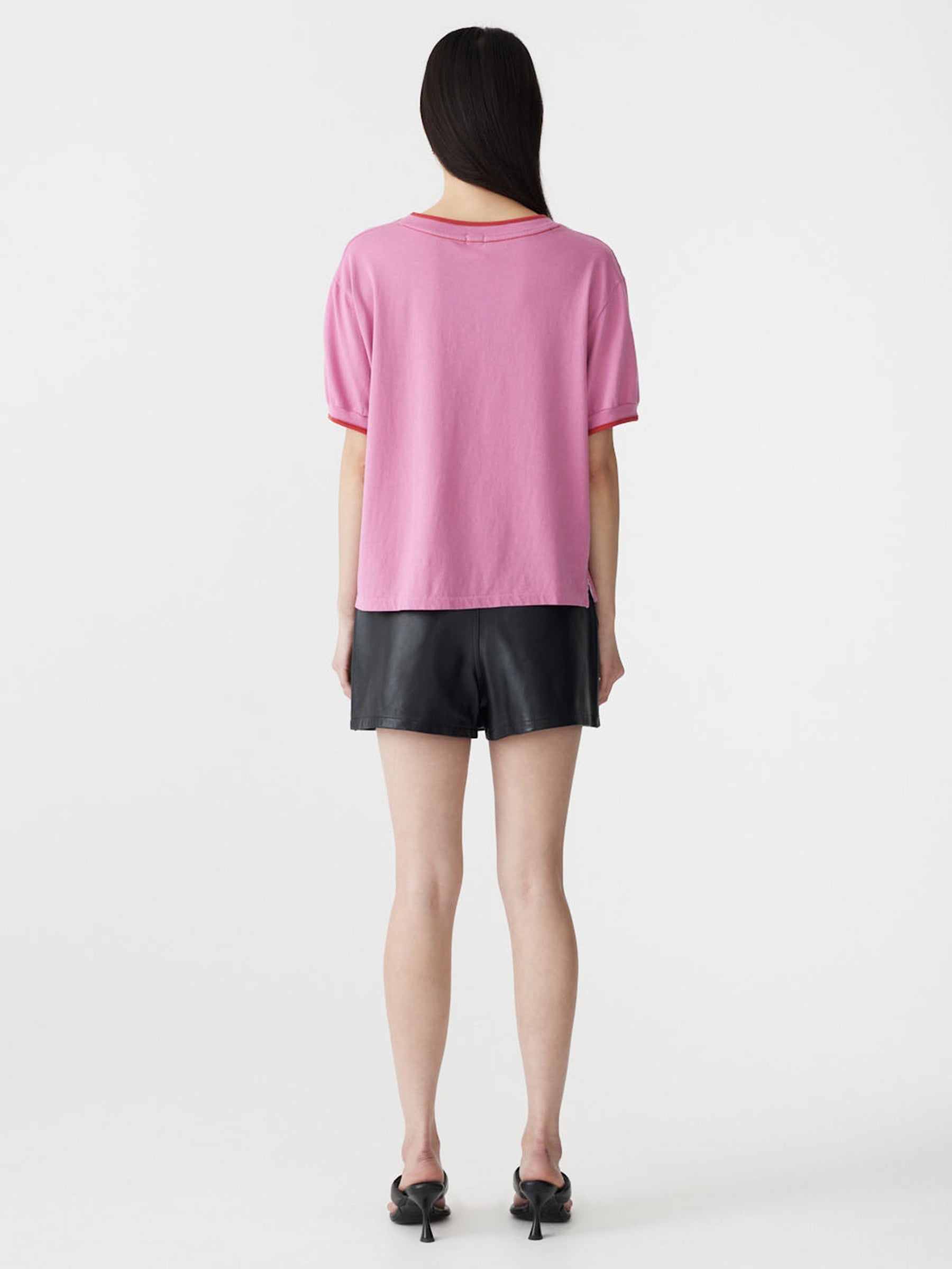 Layered Neck T-Shirt in Boysenberry/Red BASSIKE