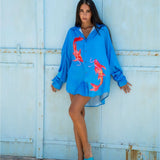 Long Sleeve Oversized Shirt in Blue