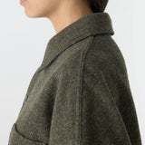 Boiled Wool Shirt Jacket in Olive