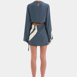 Lilou Sleeve Mini Dress in Charcoal Blue Sir.