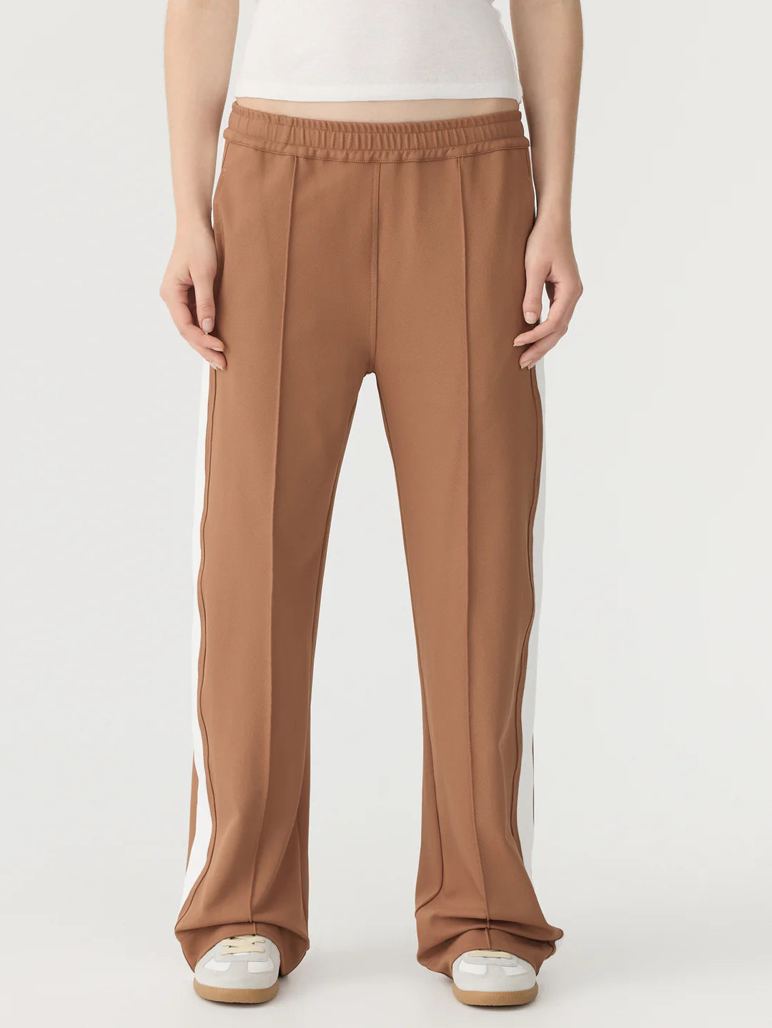 Twill Striped Detail Pant in Argan and White