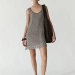Alessandra Mini Knit Dress Chocolate Stripe Elka Collective