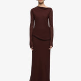 Amanda Long Sleeve Maxi Dress in Raisin