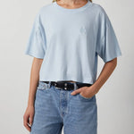 Johnny Cropped Tee Framed Monogramin Pale Blue ANINE BING