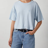 Johnny Cropped Tee Framed Monogramin Pale Blue ANINE BING