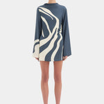 Lilou Sleeve Mini Dress in Charcoal Blue Sir.