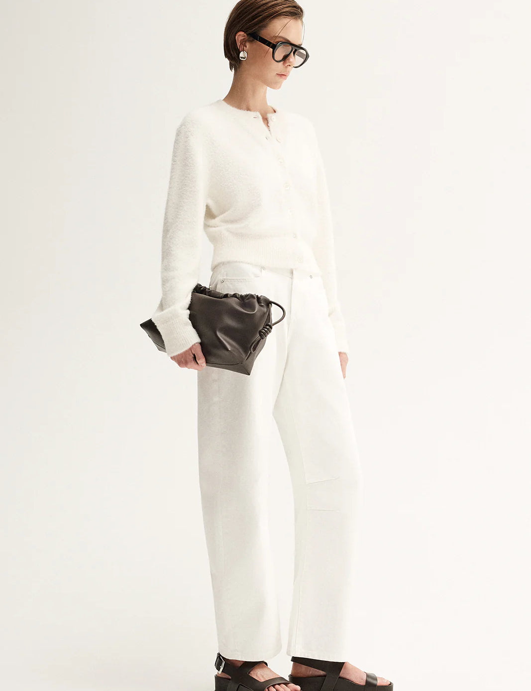 Posie Knit Cardigan in White Elka Collective