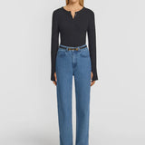 Clique Rib Henley in Black