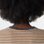 Vintage Stripe L/S Heritage T-Shirt in Orange/Charcoal/White Bassike