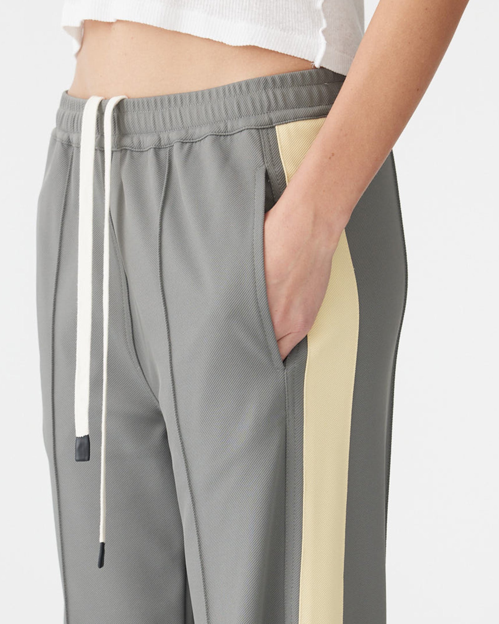 Twill Stripe Detail Pant in Pewter/Yellow BASSIKE