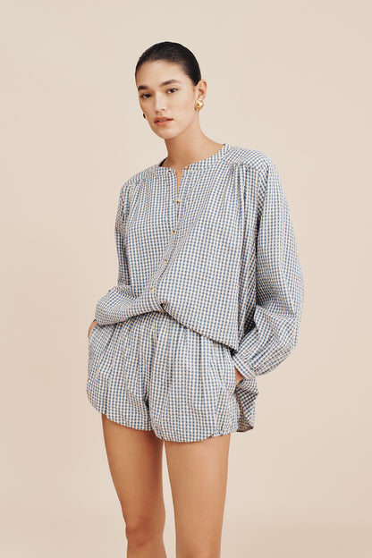 Mira Shirt in Blue and Cream