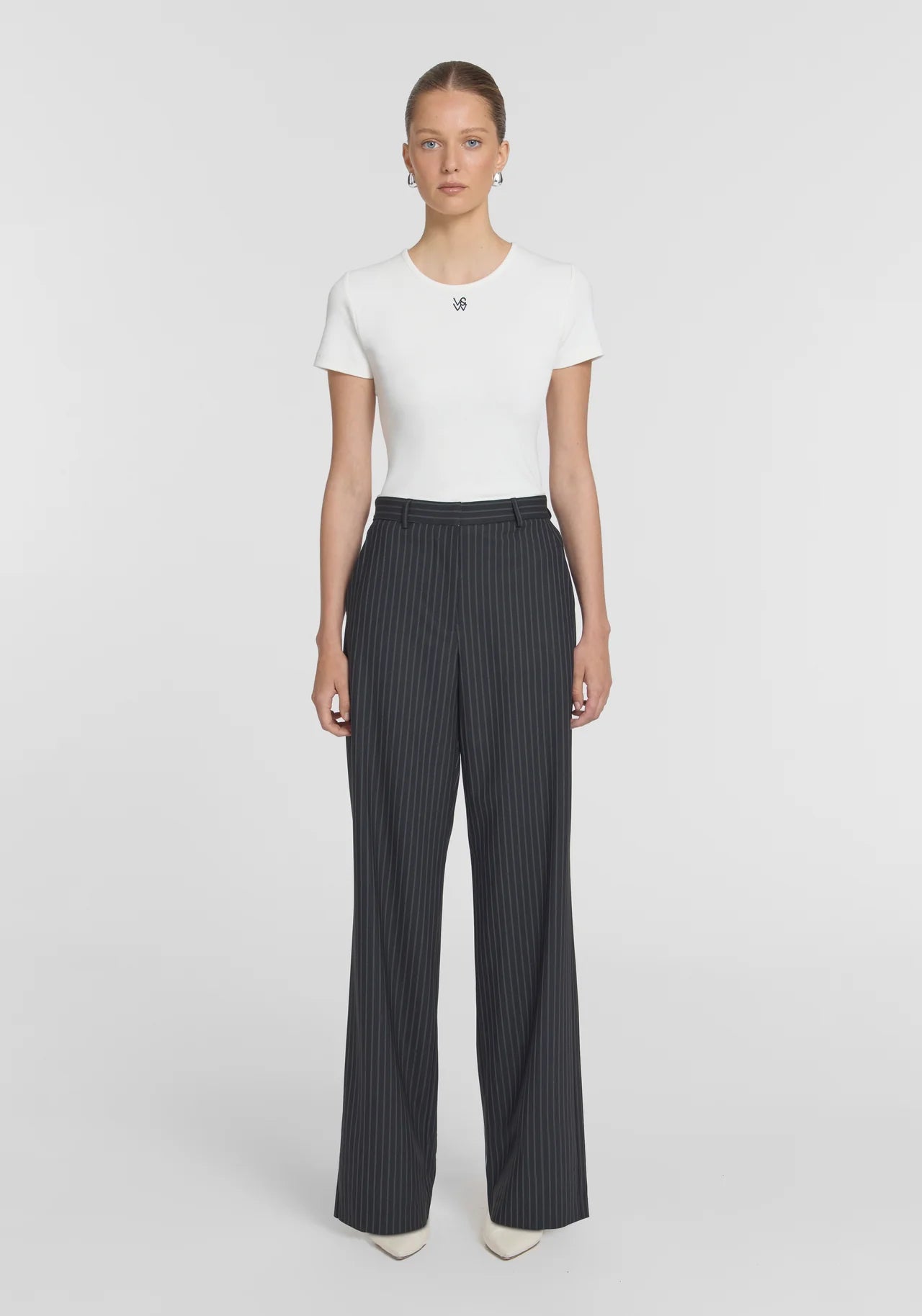 Thorpe Trouser in Black Pinstripe Viktoria + Woods