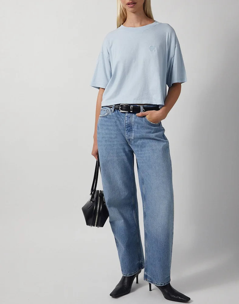 Johnny Cropped Tee Framed Monogramin Pale Blue ANINE BING