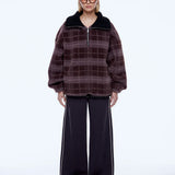 Winnie 1/4 Zip in Burgundy Check