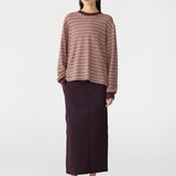 Stripe Slouch L/S Top in Plum