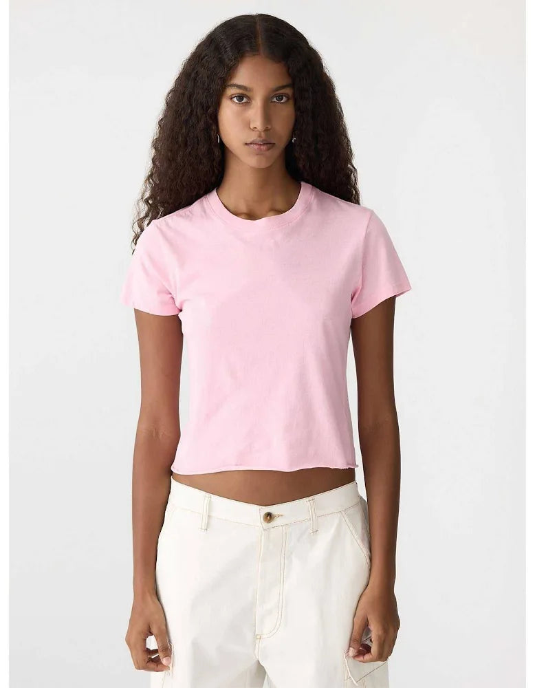 Raw Edge Baby Tee in Pink Bassike