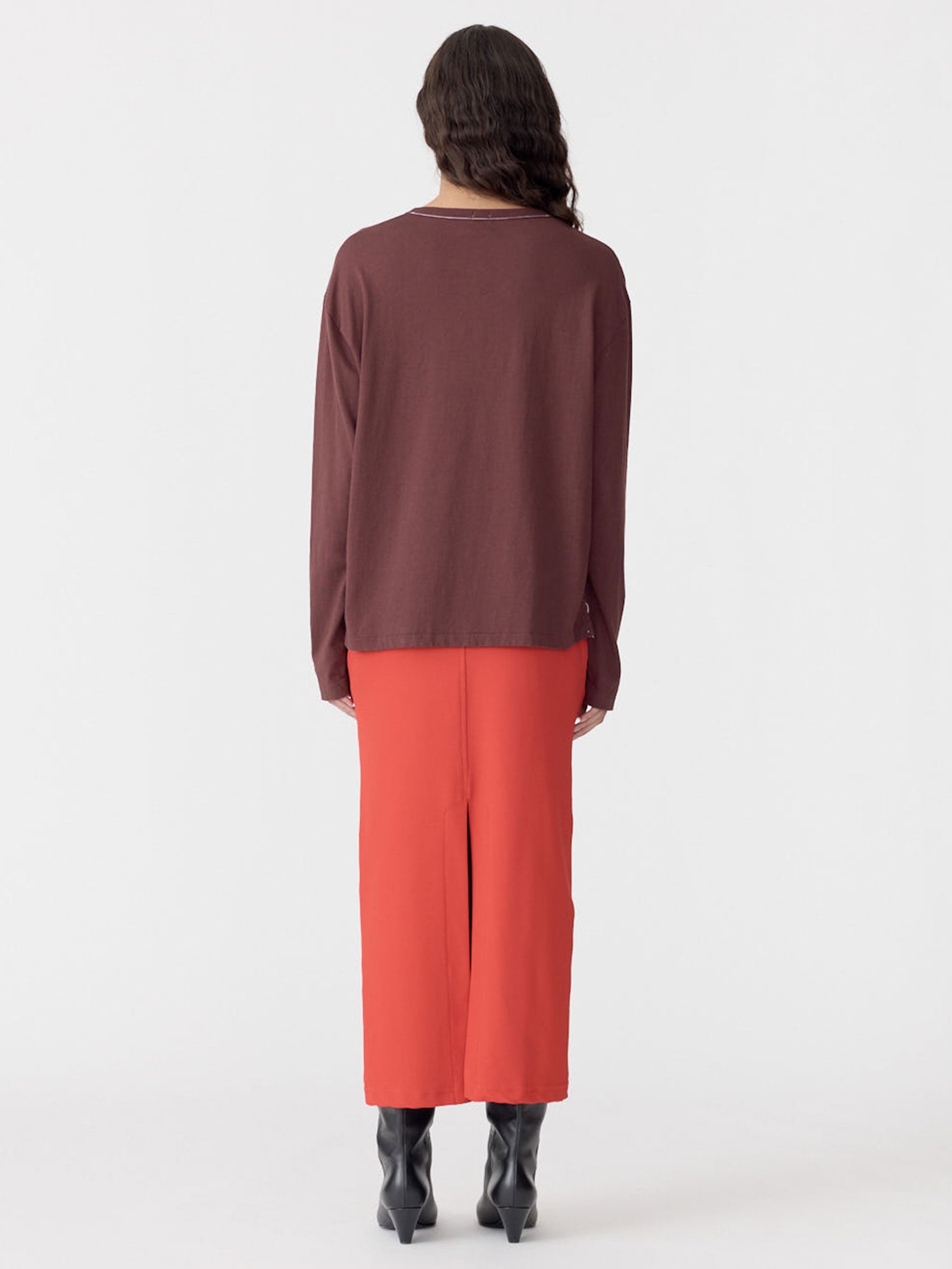 Boyfriend Heritage Long Sleeve T-Shirt in Cocoa BASSIKE