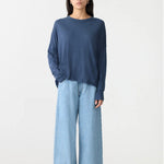 Long Sleeve Circle Top in Midnight Blue Bassike