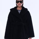 Quinn Faux Fur Robe in Black