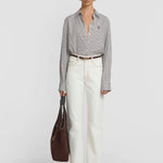 Brown stripe shirt by Viktoria and Woods at clothlifestyle Boutique 
