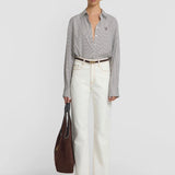 Brown stripe shirt by Viktoria and Woods at clothlifestyle Boutique 
