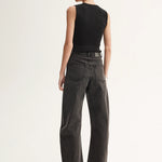Chelsea Barrel Leg Jean in Black Elka Collective