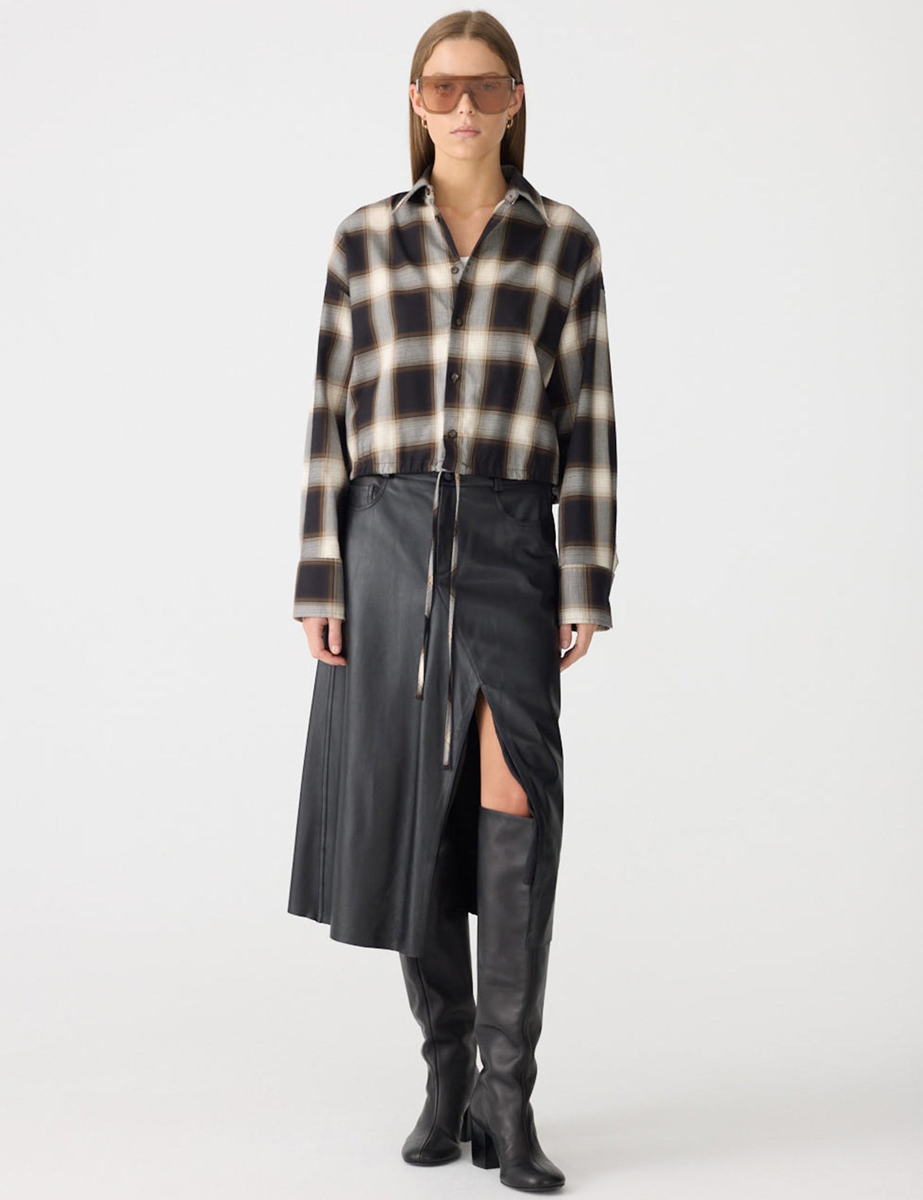 Drawstring Check Shirt BASSIKE