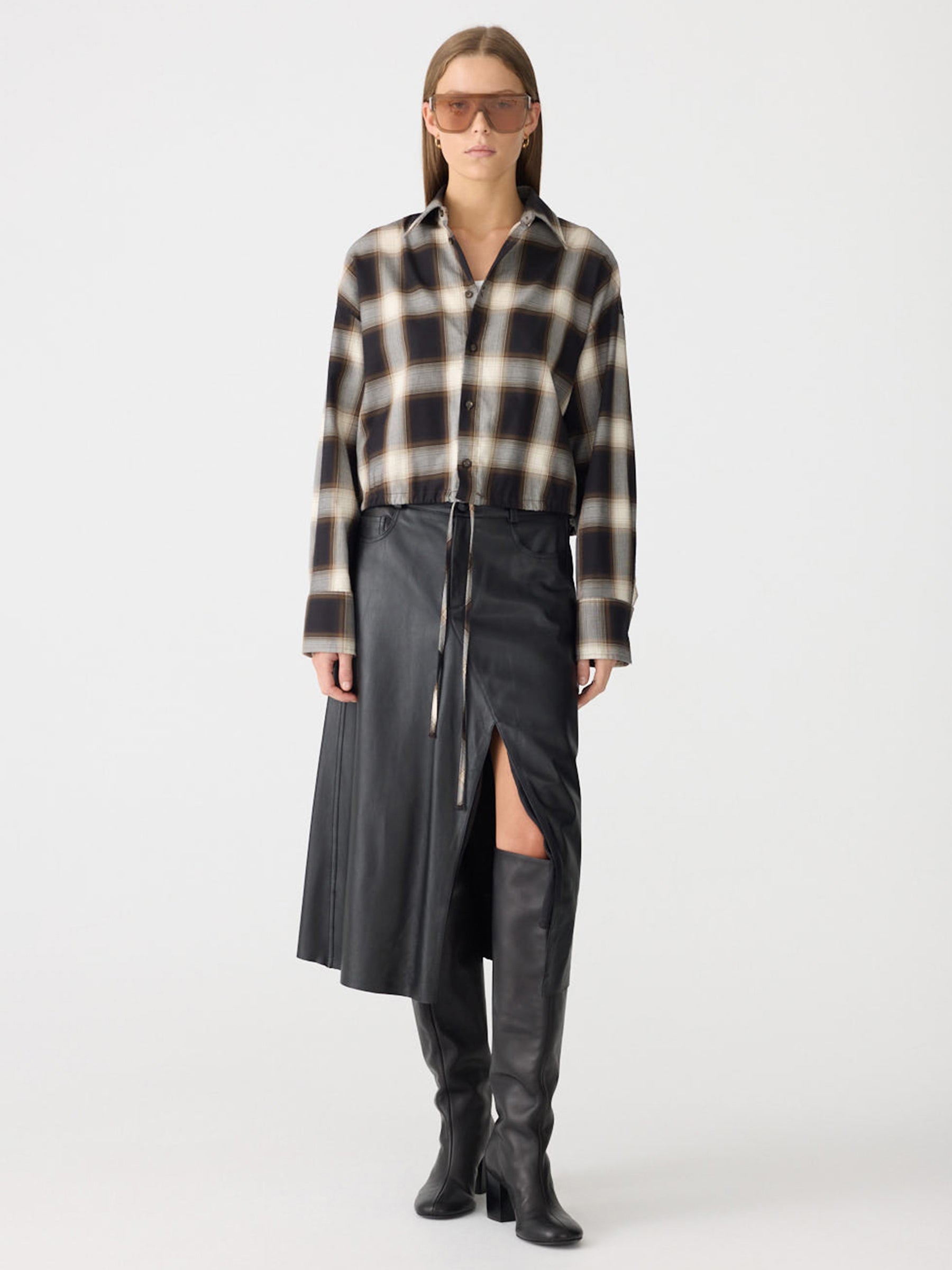 Drawstring Check Shirt BASSIKE