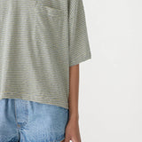 Stripe Boxy Pocket T.Shirt in Green and Blue
