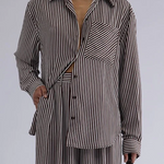 Jamie Shirt Chocolate Stripe Elka Collective