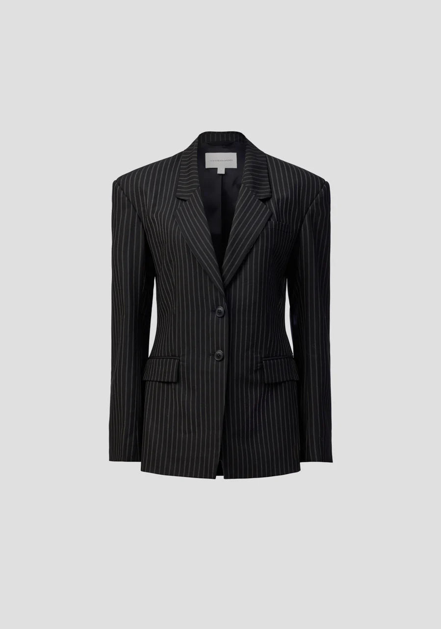 Michigan Blazer in Black Pinstripe Cloth Lifestyle Boutique
