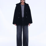 Quinn Faux Fur Robe in Black