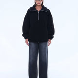 Winnie 1/4 Zip Polo in Black