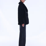Quinn Faux Fur Robe in Black