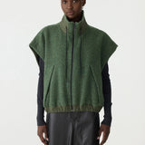 Textured Wool Popover Vest in Green BASSIKE