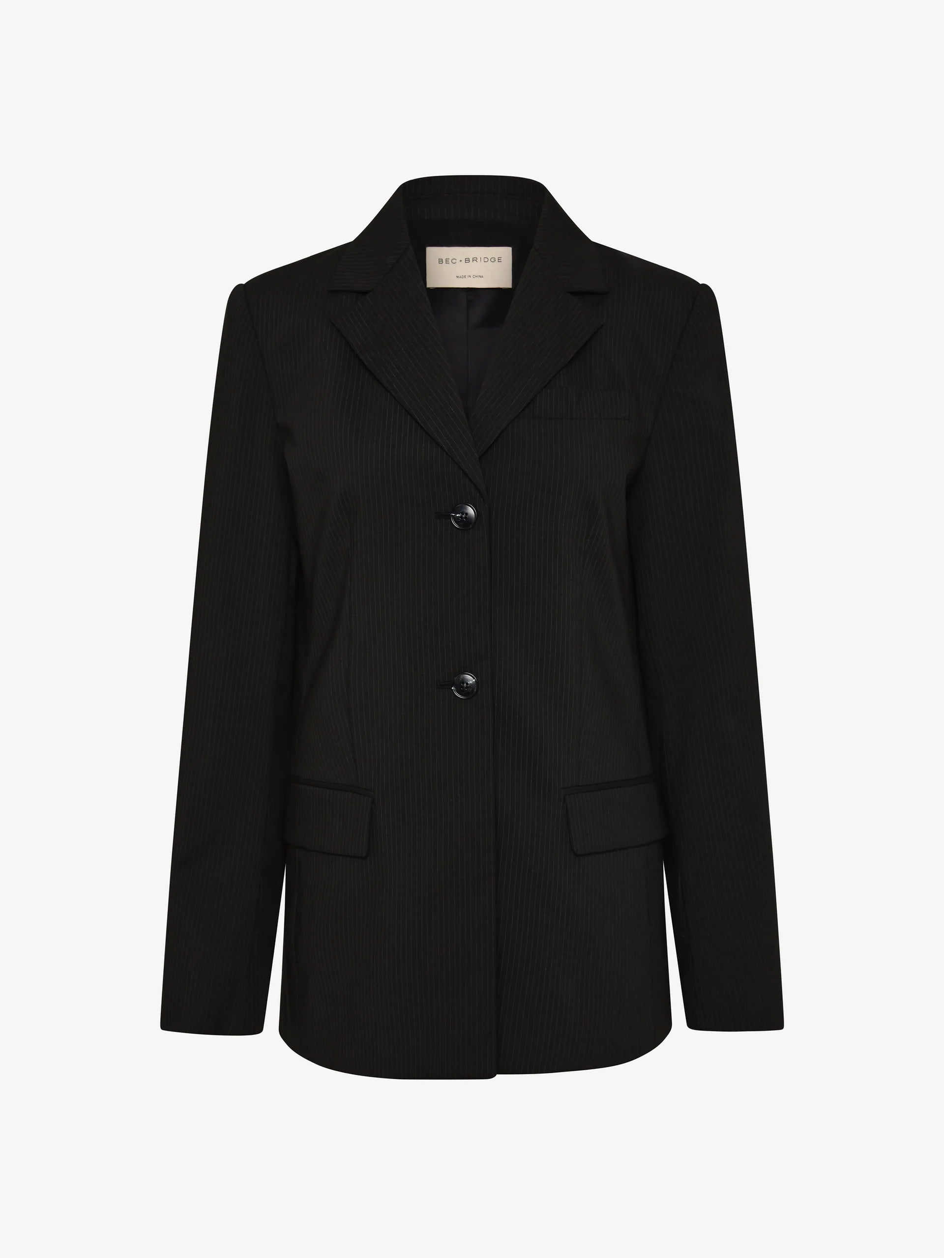Marcelli Blazer in Black and White Pinkstripe Bec and Bridge