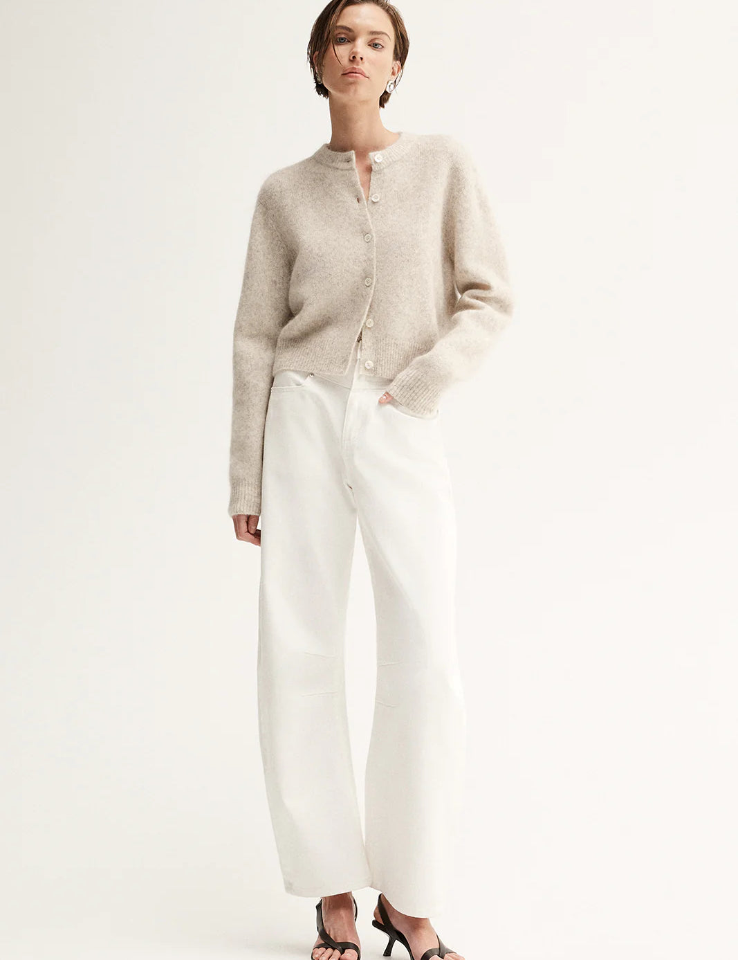 Abigail Cardigan in White Marle Elka Collective