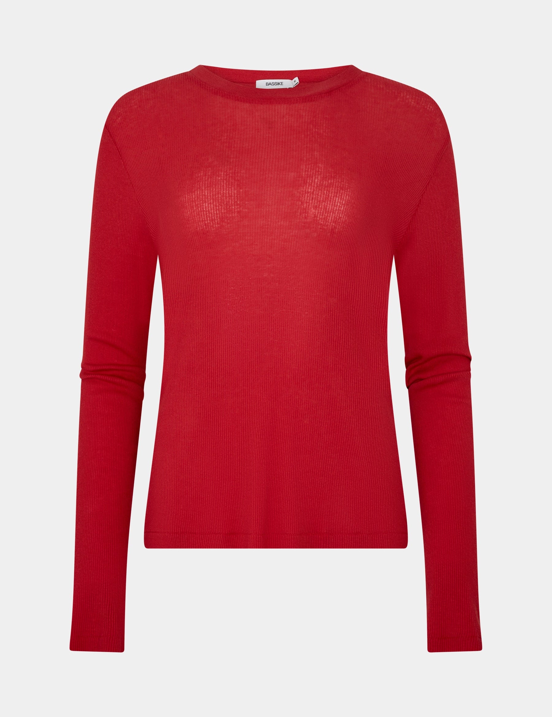 Sheer Rib L/S T-Shirt in Red BASSIKE
