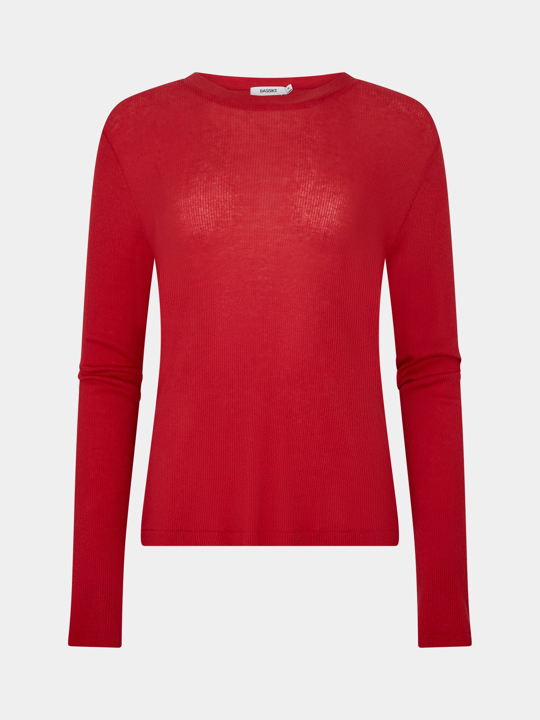 Sheer Rib L/S T-Shirt in Red BASSIKE