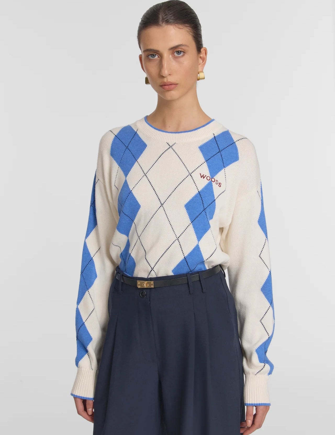 Lucky Knit Sweater in Argyle Print Viktoria + Woods