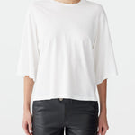 Boxy 3/4 Sleeve T-Shirt in White BASSIKE