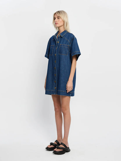 Jada Mini Dress in Dark Indigo