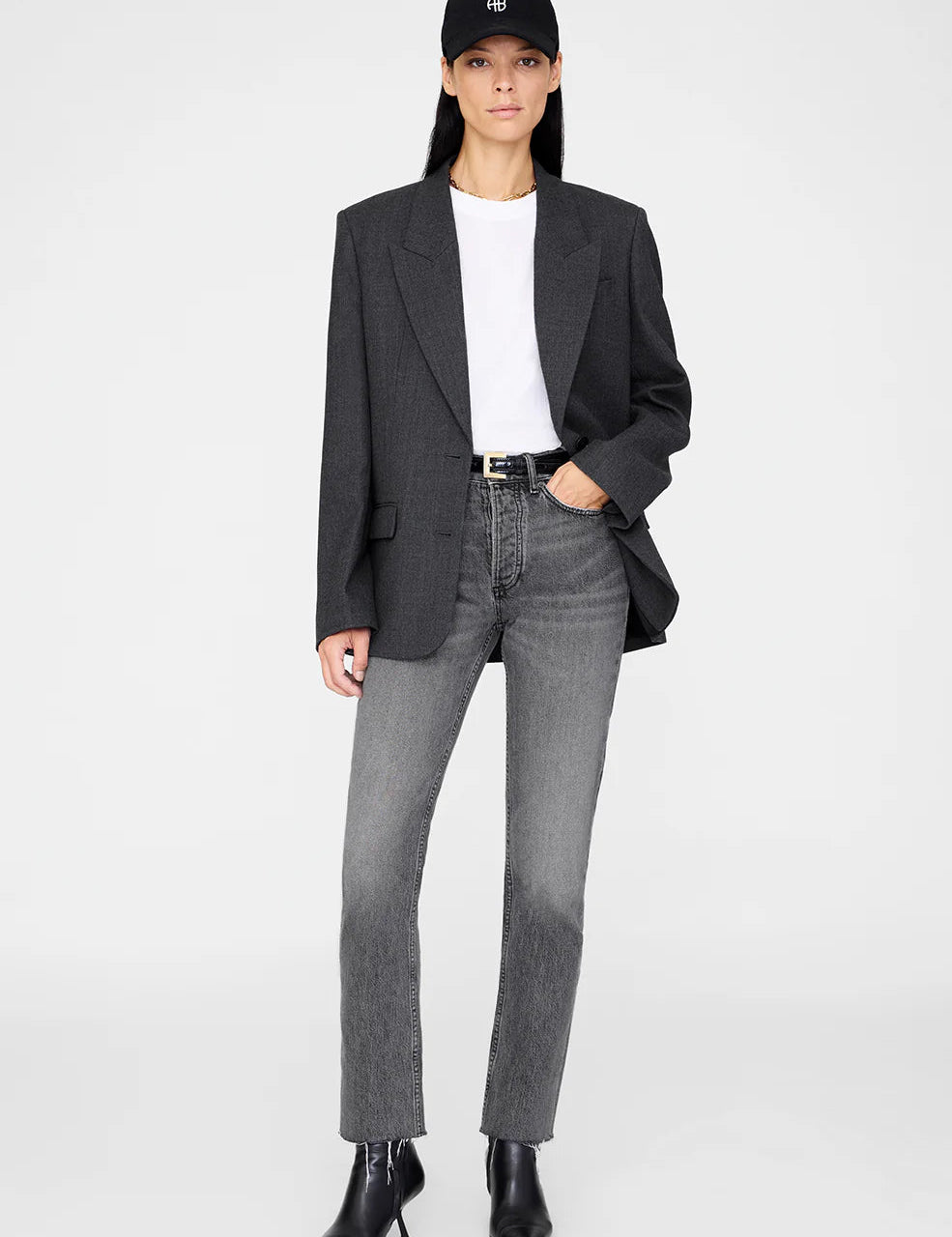 Jeremy Baseball Cap in Black Denim Anine Bing