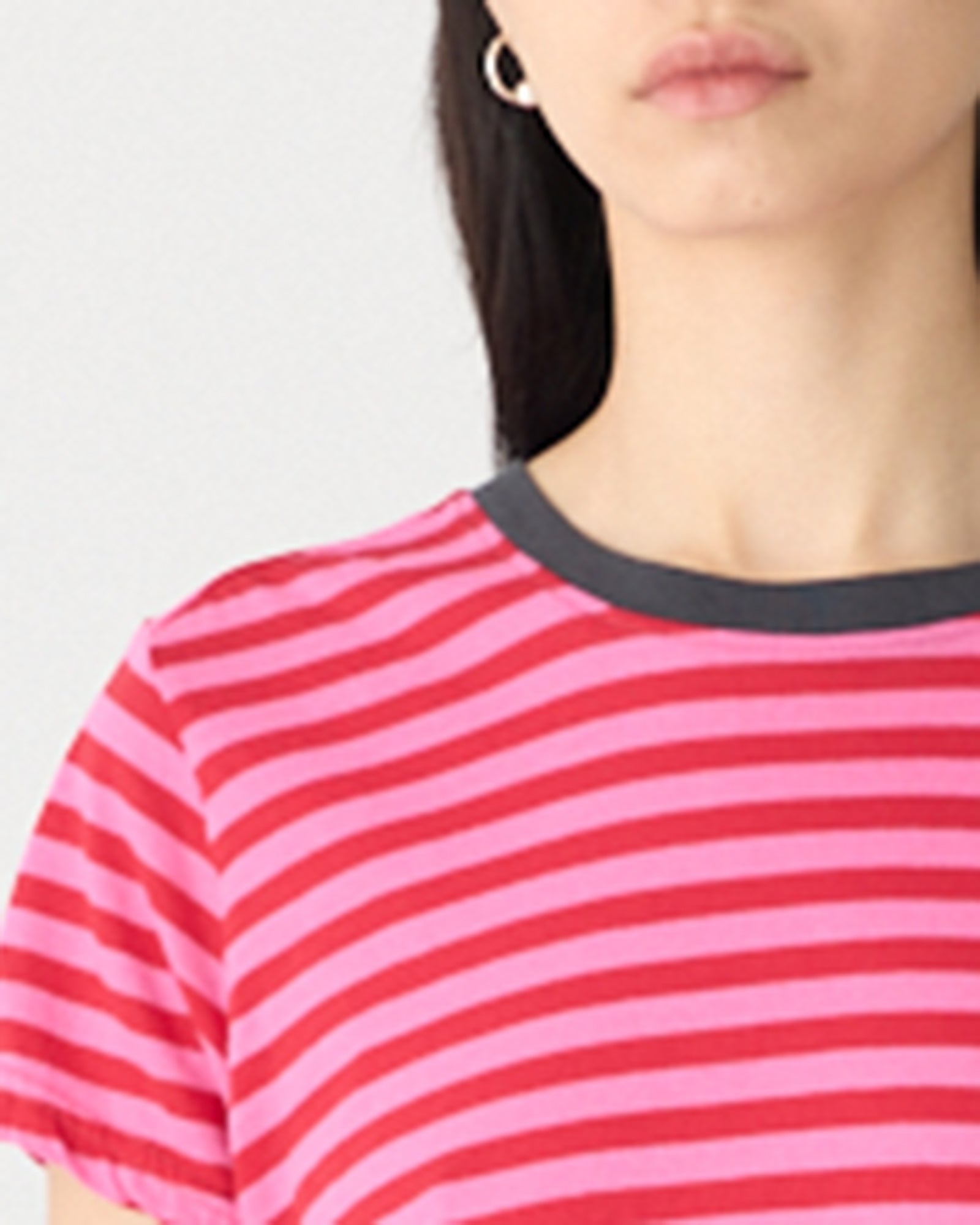 Stripe Raw Edge Baby Tee Bassike