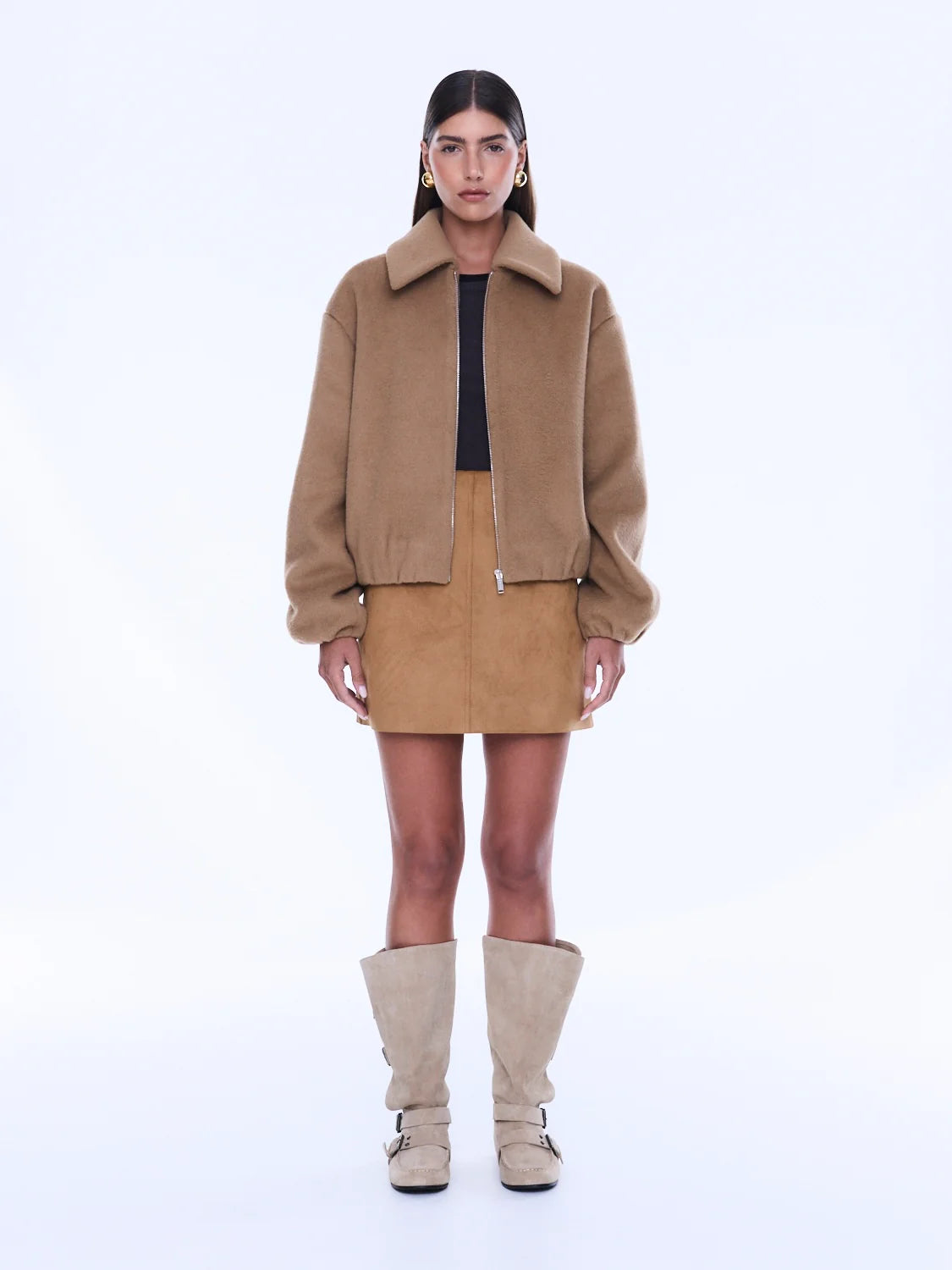 Maeve Wool Blend Bomber in Sand (Copy) Ena Pelly