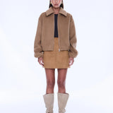 Maeve Wool Blend Bomber in Sand (Copy) Ena Pelly