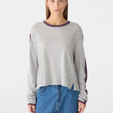 Racer Sleeve Long Sleeve T-Shirt in Grey/Marle